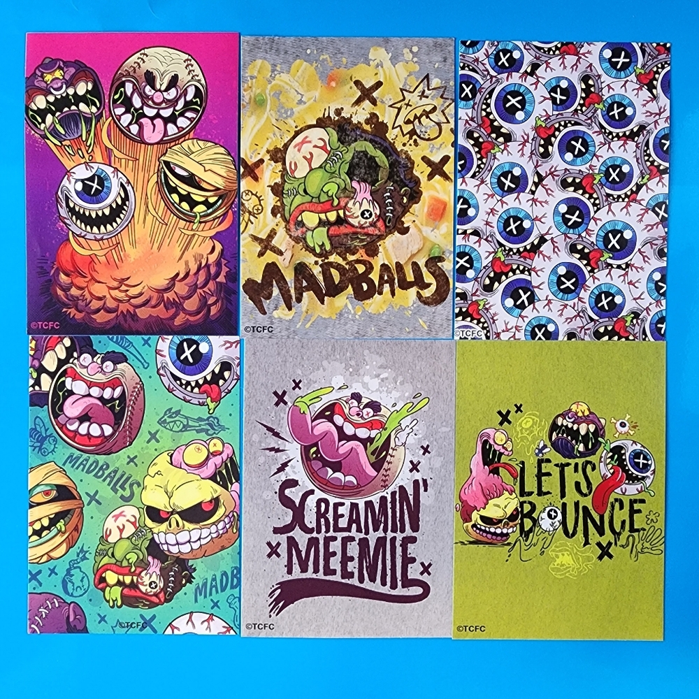 Set of 12 Mad Balls Vending Machine Stickers, Complete Set